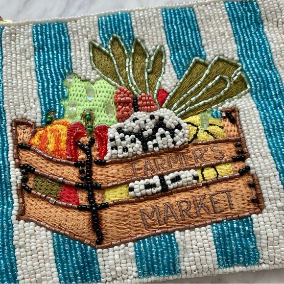 🥕 ANTHROPOLOGIE Farmer’s Market Fiona Beaded Pouch Bag - Picture 2 of 12